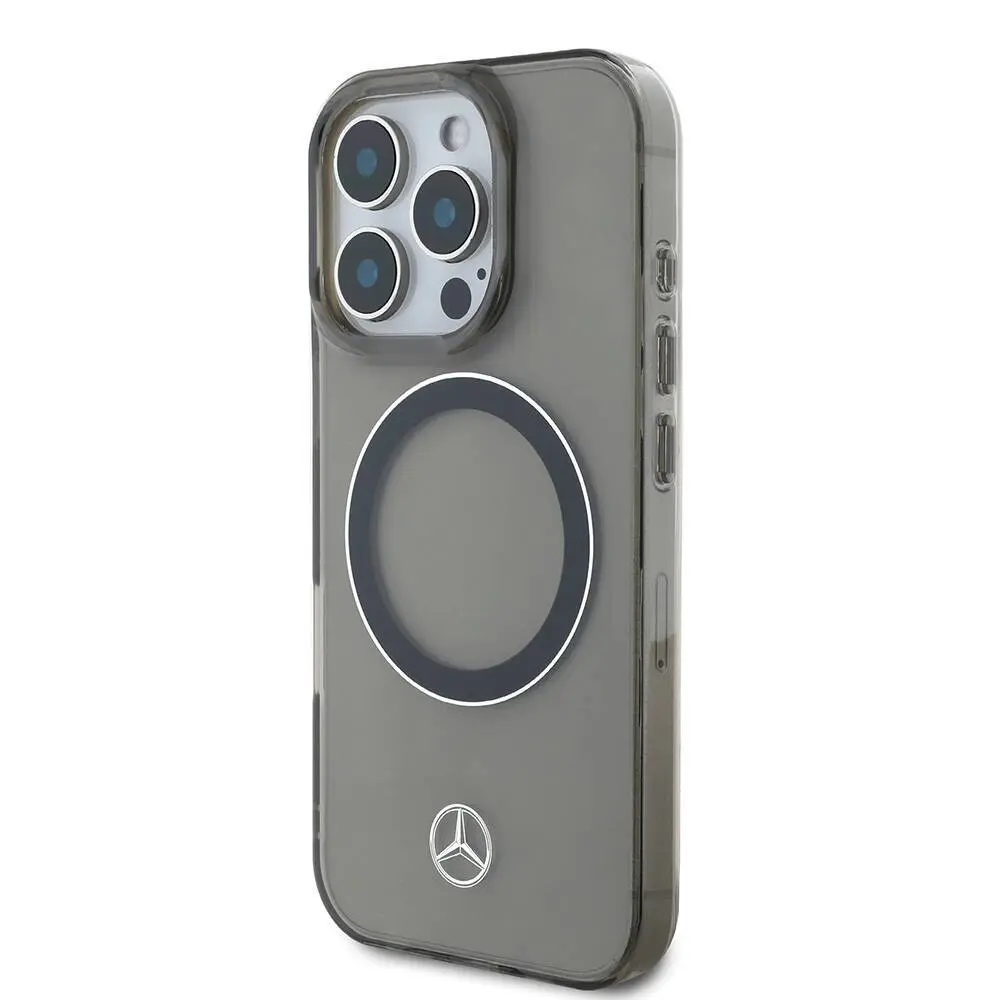 iPhone 16 Pro MagSafe Uyumlu Şeffaf Kılıf - Mercedes Benz Silver Ring
