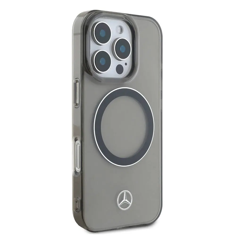 iPhone 16 Pro MagSafe Uyumlu Şeffaf Kılıf - Mercedes Benz Silver Ring