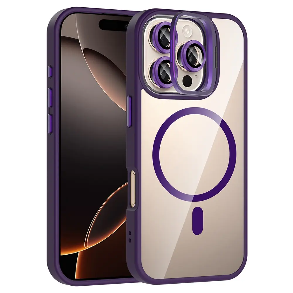 iPhone 16 Pro Şeffaf Standlı Kılıf - Zore Etro