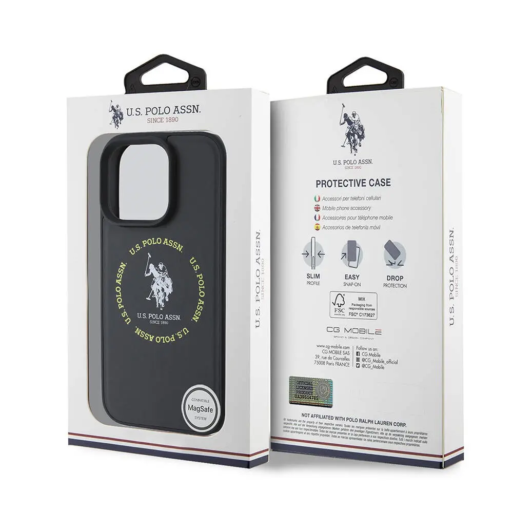 iPhone 16 Pro MagSafe Uyumlu Deri Kılıf - U.S. Polo Assn. Circle & Double Horse