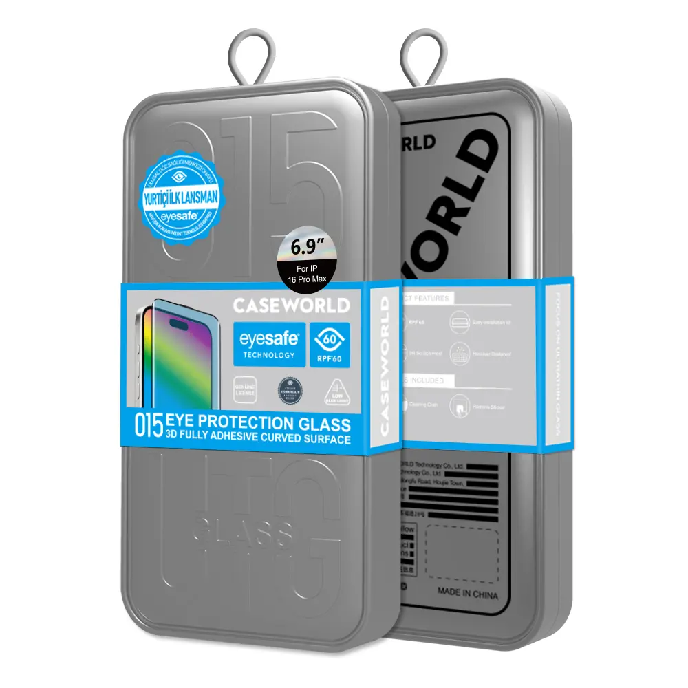 iPhone 16 Pro Max 3D Eyesafe Mavi Işık Filtreli Temperli Cam Ekran Koruyucu - CaseWorld