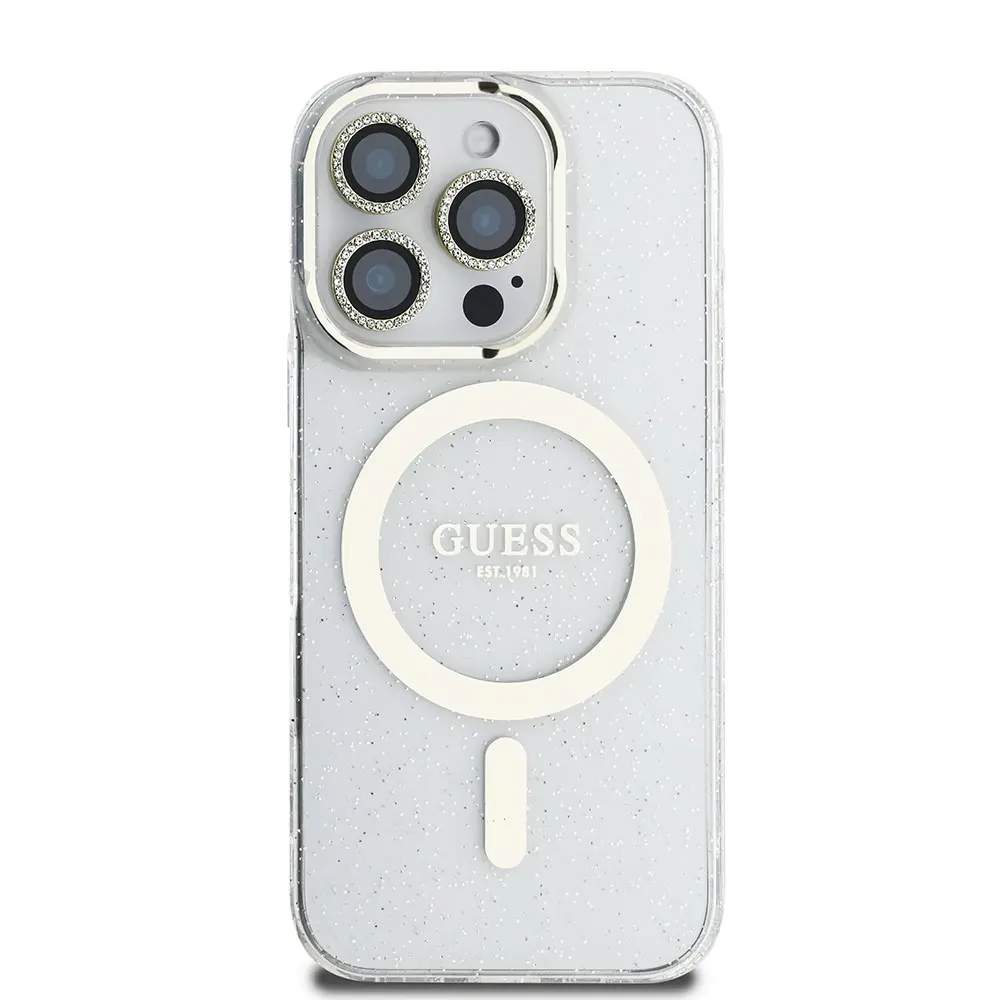 iPhone 16 Pro Max 3'lü Aksesuar Seti, Simli Glitter Kılıf - Guess