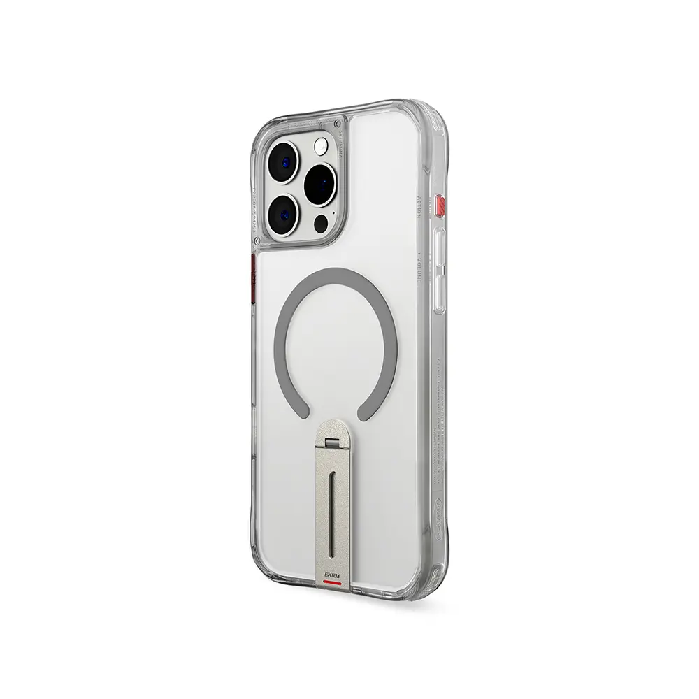 iPhone 16 Pro Max MagSafe Uyumlu 360° Standlı Şeffaf Kılıf - Skinarma Helix