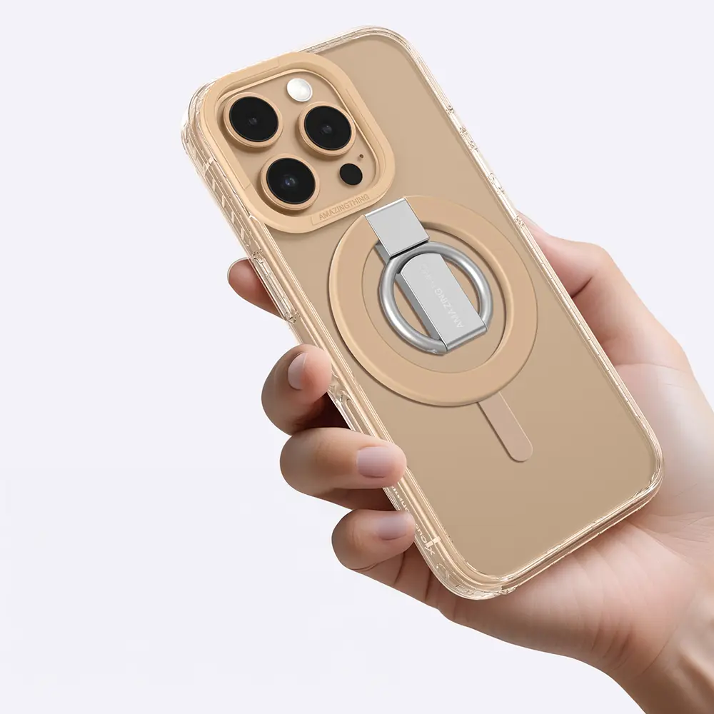iPhone 16 Pro Max MagSafe Uyumlu Yüzük Standlı Şeffaf Kılıf - Amazingthing Titan Pro