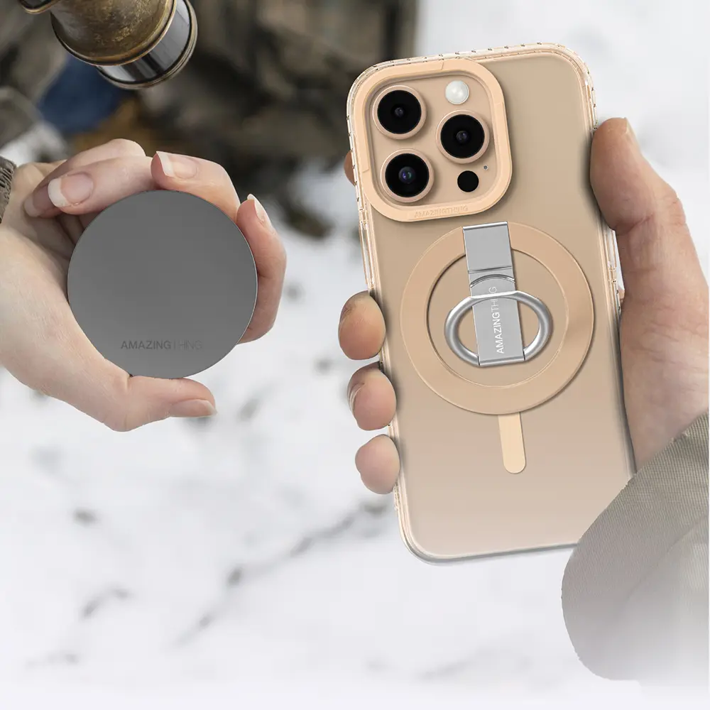 iPhone 16 Pro Max MagSafe Uyumlu Yüzük Standlı Şeffaf Kılıf - Amazingthing Titan Pro