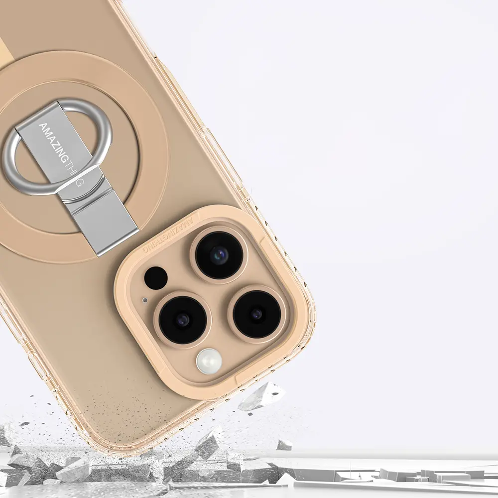 iPhone 16 Pro Max MagSafe Uyumlu Yüzük Standlı Şeffaf Kılıf - Amazingthing Titan Pro
