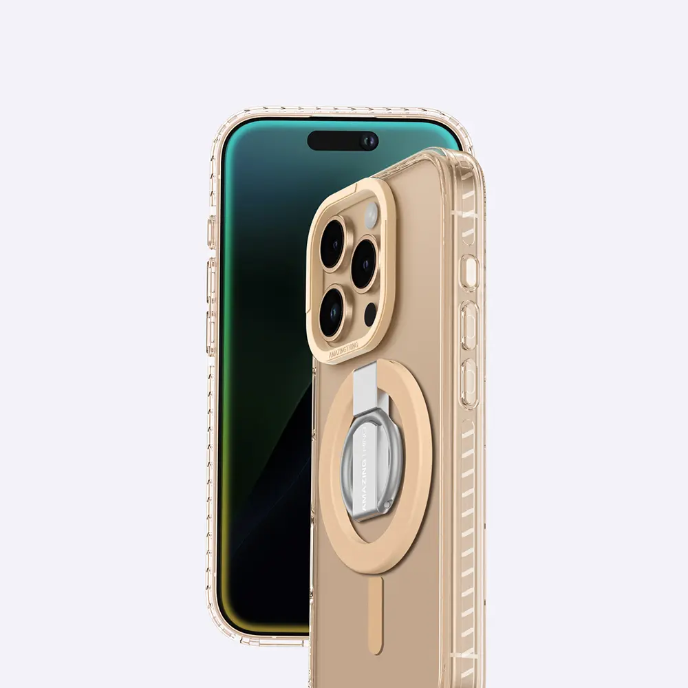 iPhone 16 Pro Max MagSafe Uyumlu Yüzük Standlı Şeffaf Kılıf - Amazingthing Titan Pro