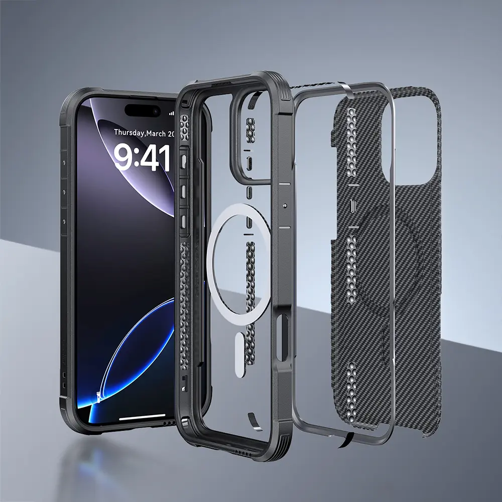 iPhone 16 Pro Max MagSafe Uyumlu Kılıf - Raptic Apex Karbon Fiber Tasarım