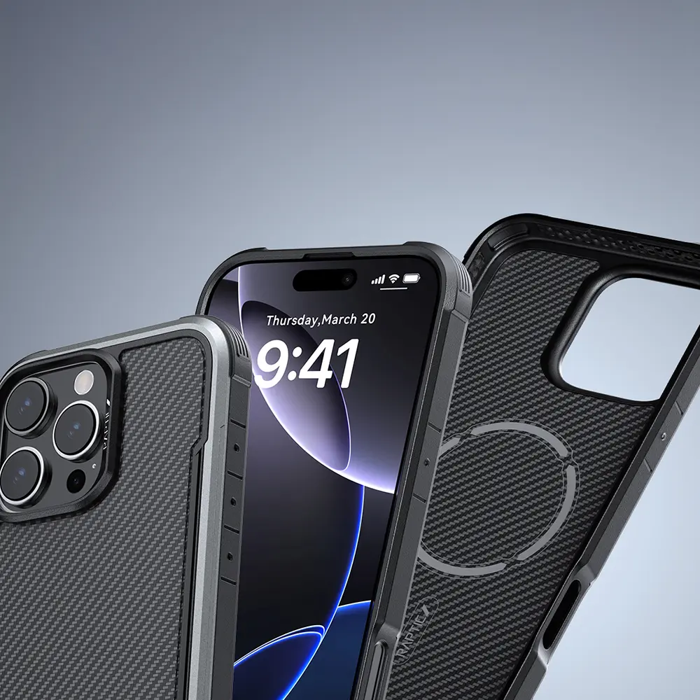iPhone 16 Pro Max MagSafe Uyumlu Kılıf - Raptic Apex Karbon Fiber Tasarım