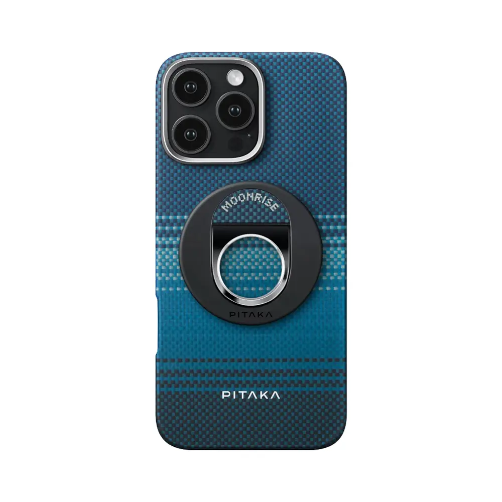 iPhone 16 Pro Max MagSafe Uyumlu Standlı Aramid Kılıf - Pitaka Tactile Woven Moonrise