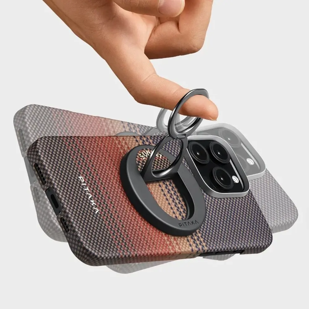 iPhone 16 Pro Max MagSafe Uyumlu Aramid Fiber Kılıf - Pitaka Tactile Woven Sunset