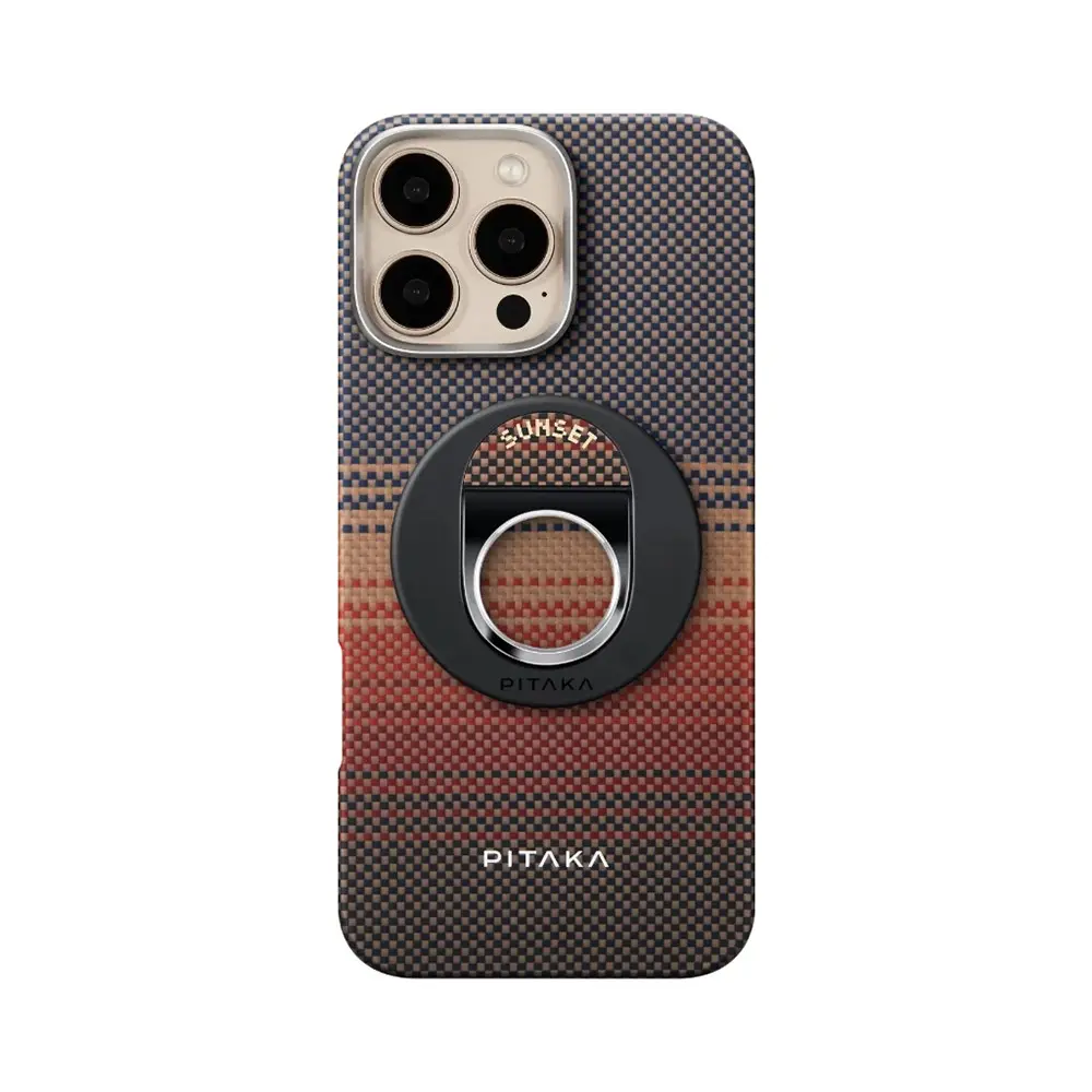 iPhone 16 Pro Max MagSafe Uyumlu Aramid Fiber Kılıf - Pitaka Tactile Woven Sunset