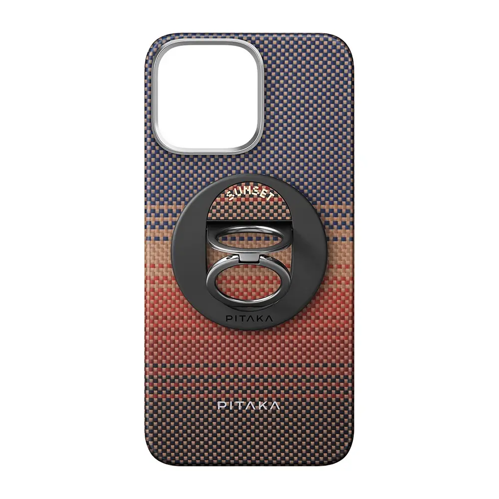 iPhone 16 Pro Max MagSafe Uyumlu Aramid Fiber Kılıf - Pitaka Tactile Woven Sunset