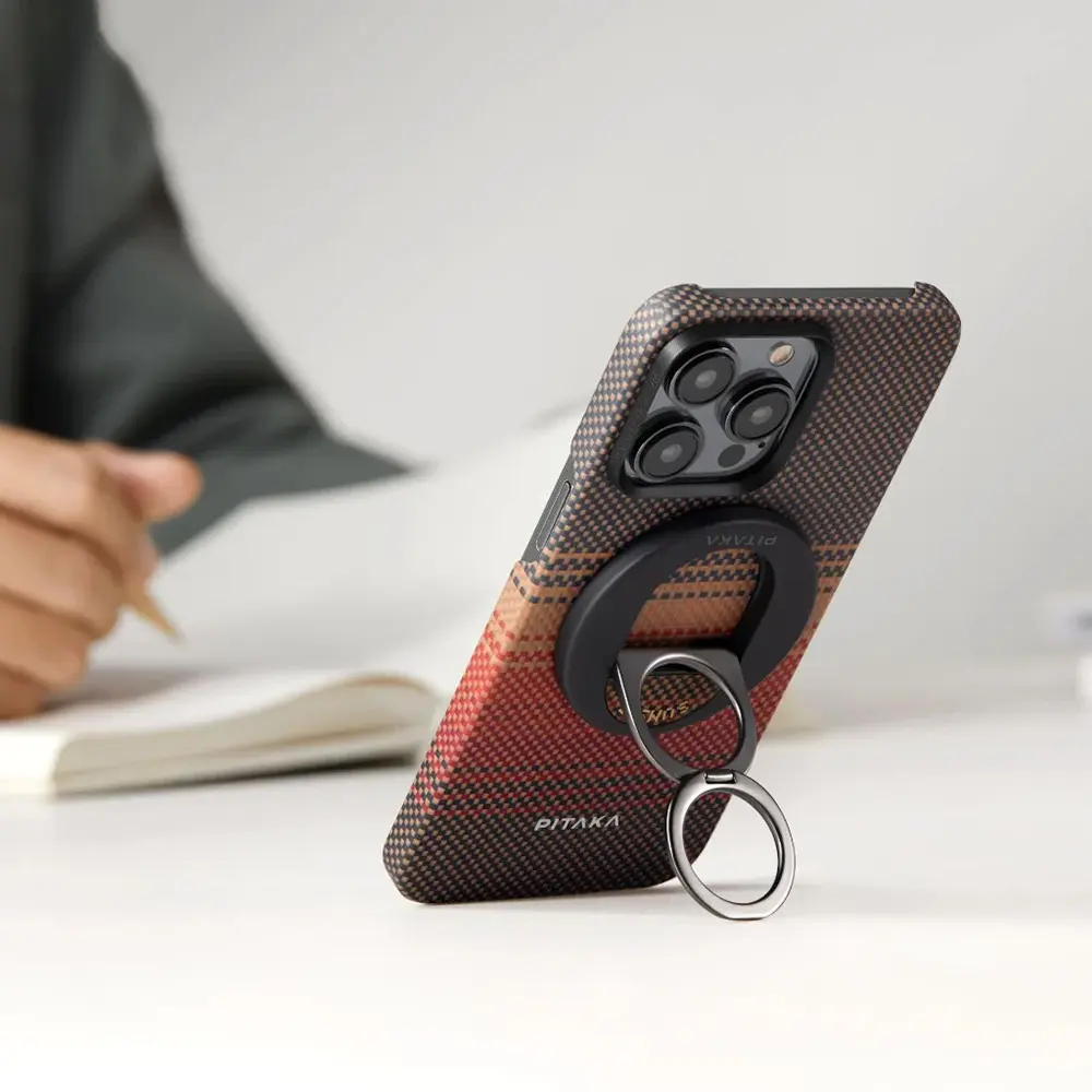 iPhone 16 Pro Max MagSafe Uyumlu Aramid Fiber Kılıf - Pitaka Tactile Woven Sunset