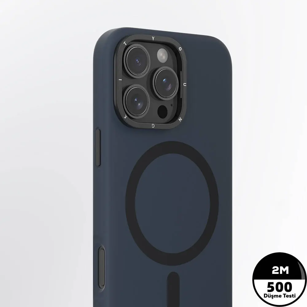 iPhone 16 Pro Max MagSafe Uyumlu Kamera Standlı Silikon Kılıf - Youngkit Bitty Cream