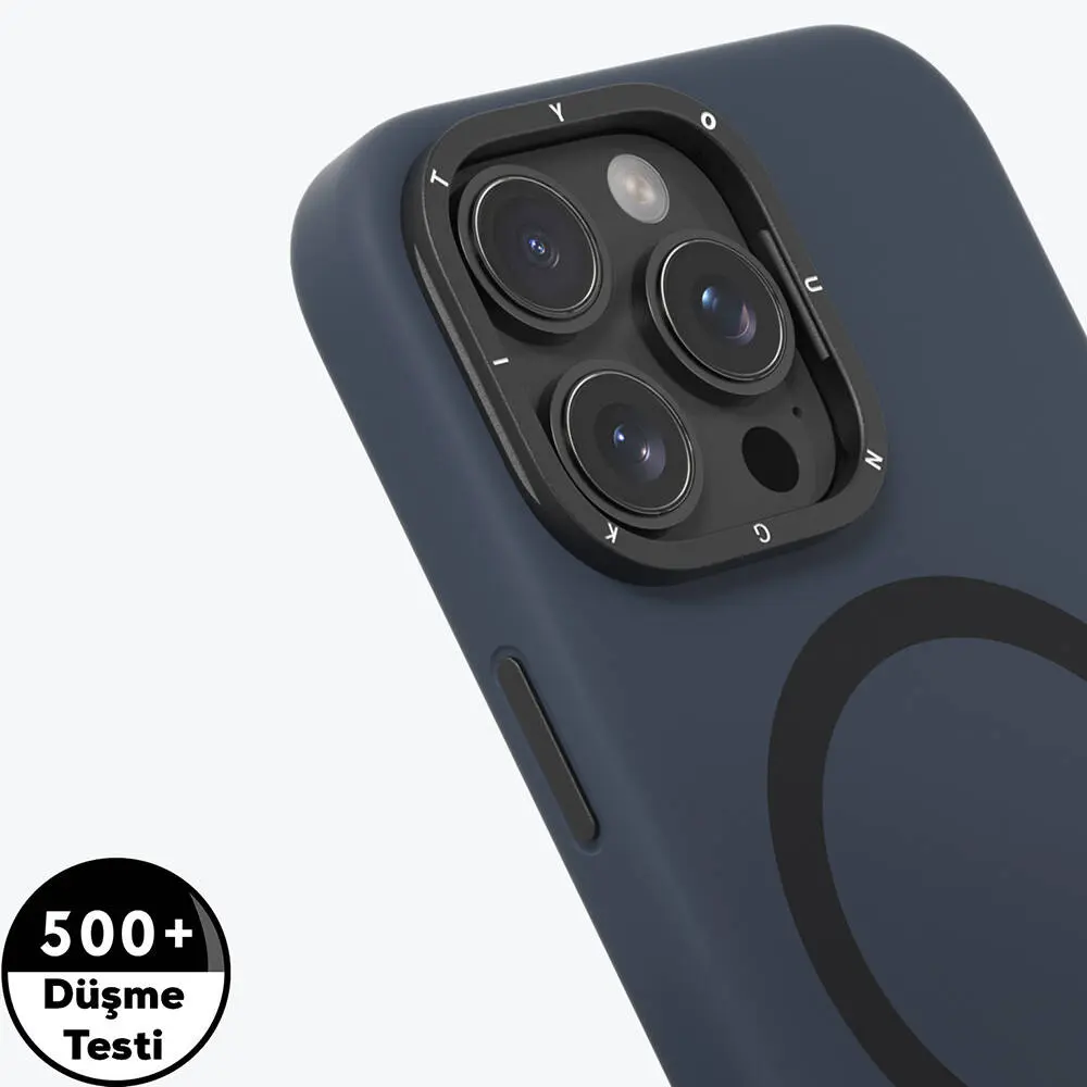 iPhone 16 Pro Max MagSafe Uyumlu Kamera Standlı Silikon Kılıf - Youngkit Bitty Cream