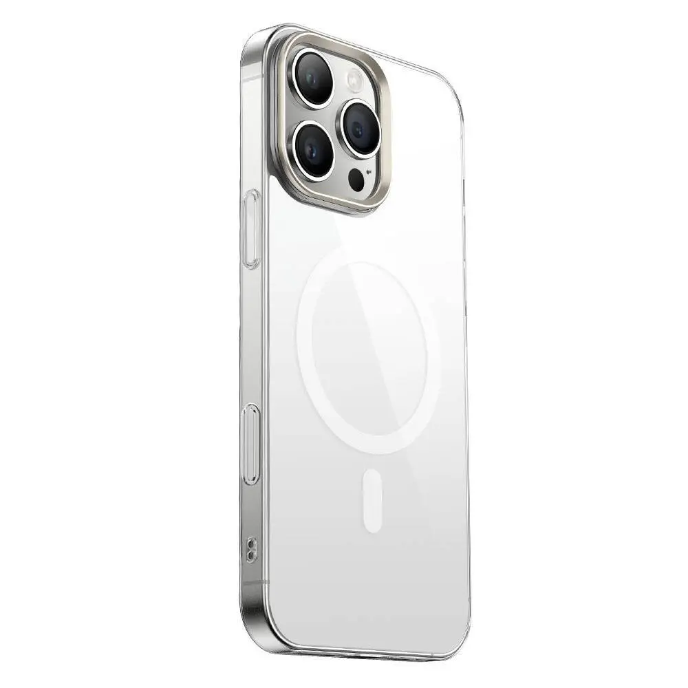 iPhone 16 Pro Max MagSafe Uyumlu Şeffaf Cam Arka Yüzeyli Kılıf - Zore G-Glass