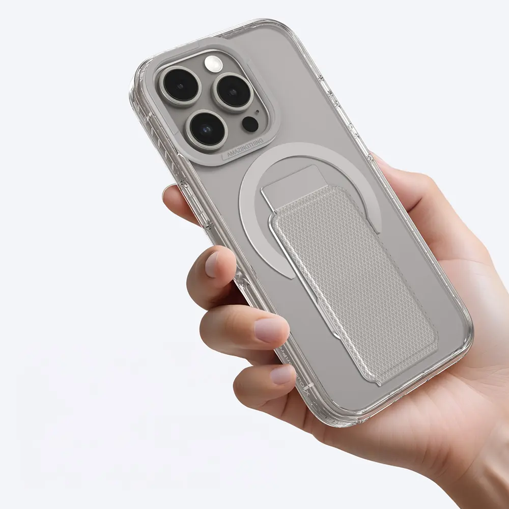 iPhone 16 Pro Max MagSafe Uyumlu Standlı Şeffaf Kılıf - Amazingthing Titan Pro Plus