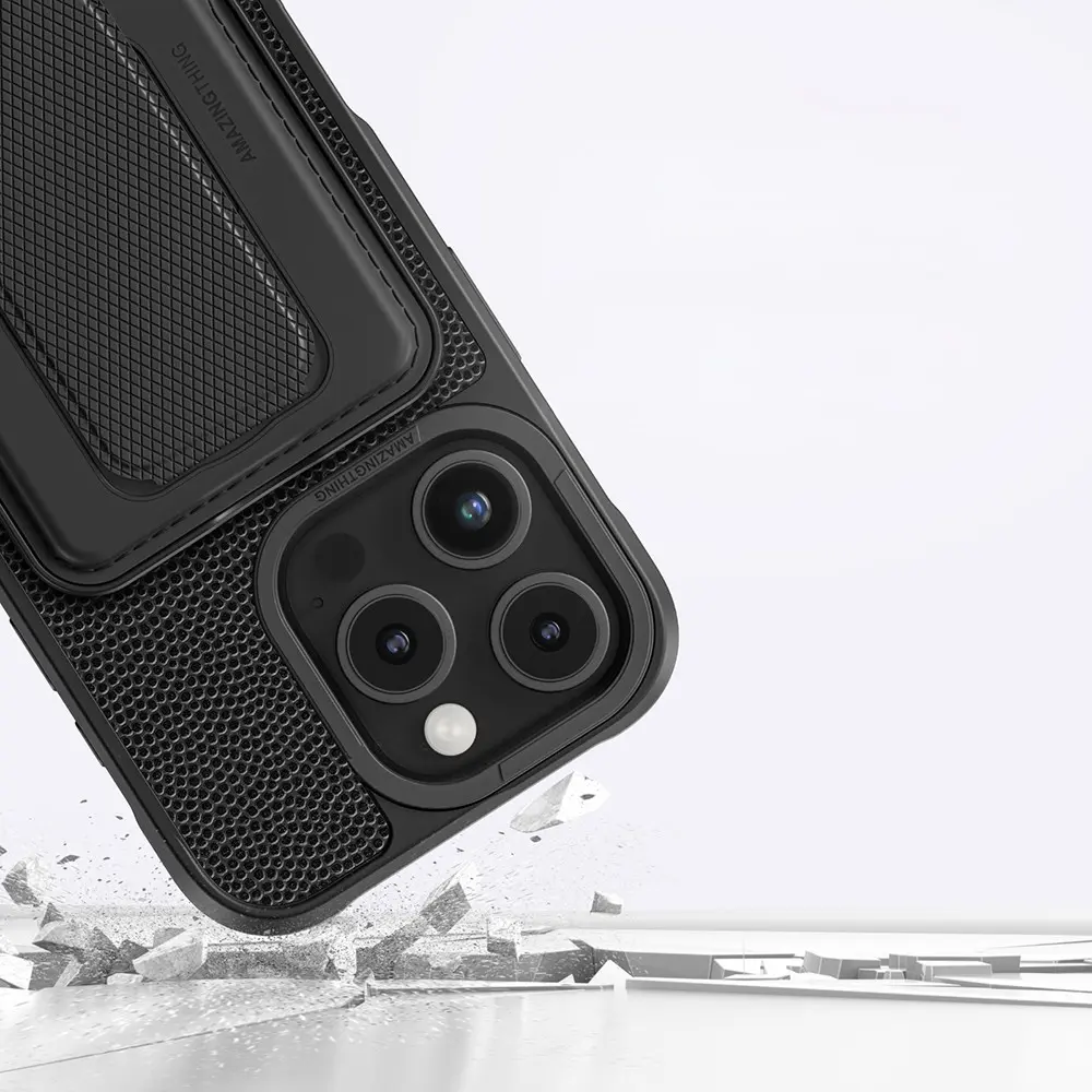 iPhone 16 Pro Max MagSafe Uyumlu Standlı Kartlıklı Kılıf - Amazingthing Glamour Luxe
