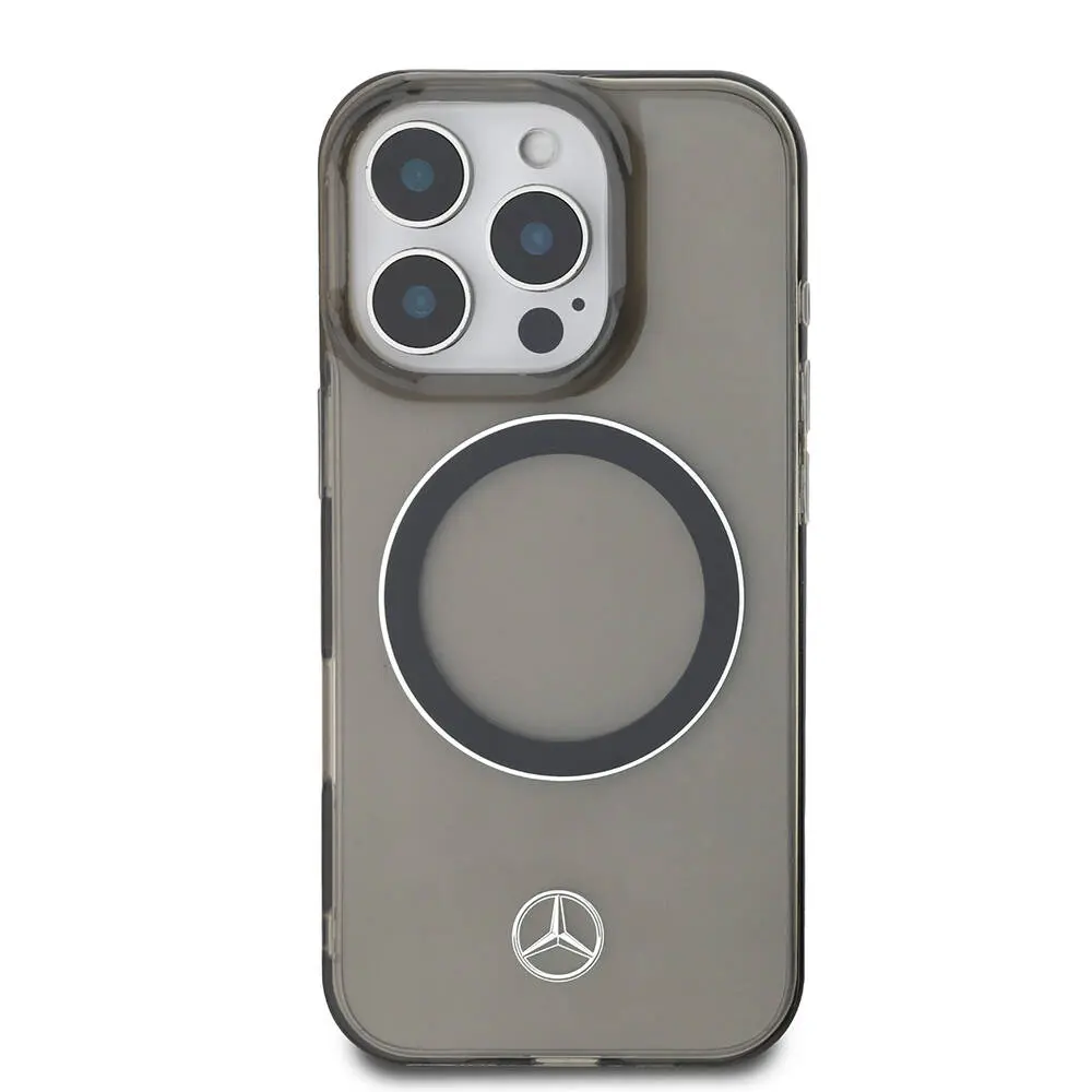 iPhone 16 Pro Max MagSafe Uyumlu Şeffaf Kılıf - Mercedes Benz Silver Ring