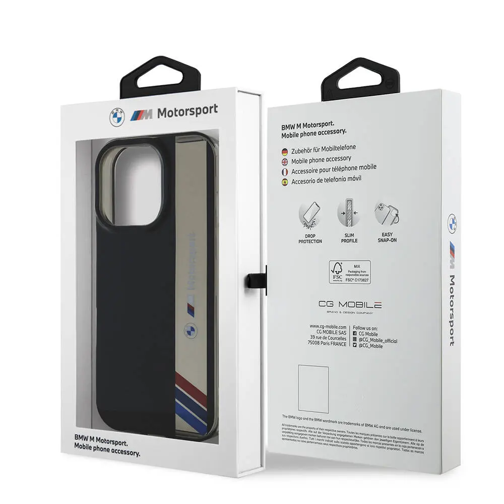 iPhone 16 Pro Max Kılıf, BMW Lisanslı M Logolu Vertical Stripe - Siyah