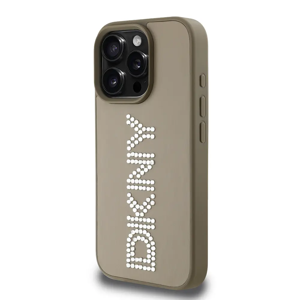 iPhone 16 Pro Max Taşlı Metalik PU Deri Kılıf - DKNY Lisanslı