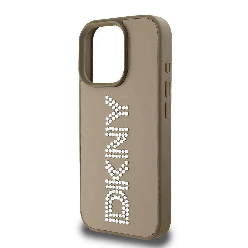 iPhone 16 Pro Max Taşlı Metalik PU Deri Kılıf - DKNY Lisanslı