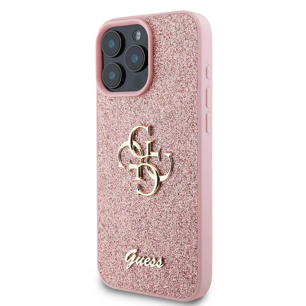 iPhone 16 Pro Max Glitter Kılıf, Büyük Metal Logo - Guess 4G