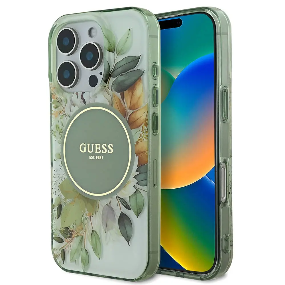 iPhone 16 Pro Max MagSafe Uyumlu Kılıf - Guess Flower Tonal Circle