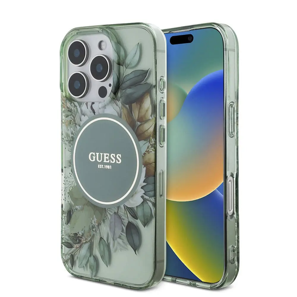 iPhone 16 Pro Max MagSafe Uyumlu Çiçek Desenli Kılıf - Guess İnci Bileklikli