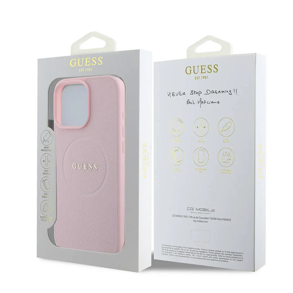iPhone 16 Pro Max MagSafe Uyumlu Grained Kılıf - Guess Yazı Logolu