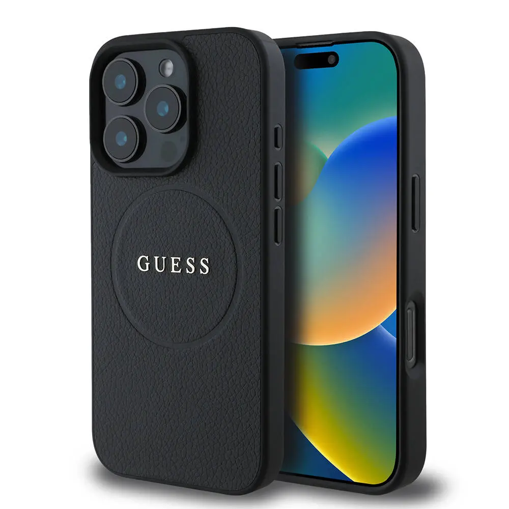 iPhone 16 Pro Max MagSafe Uyumlu Grained Kılıf - Guess Yazı Logolu