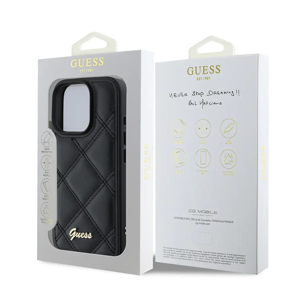 iPhone 16 Pro Max PU Deri Kapitone Kılıf - Guess Lisanslı