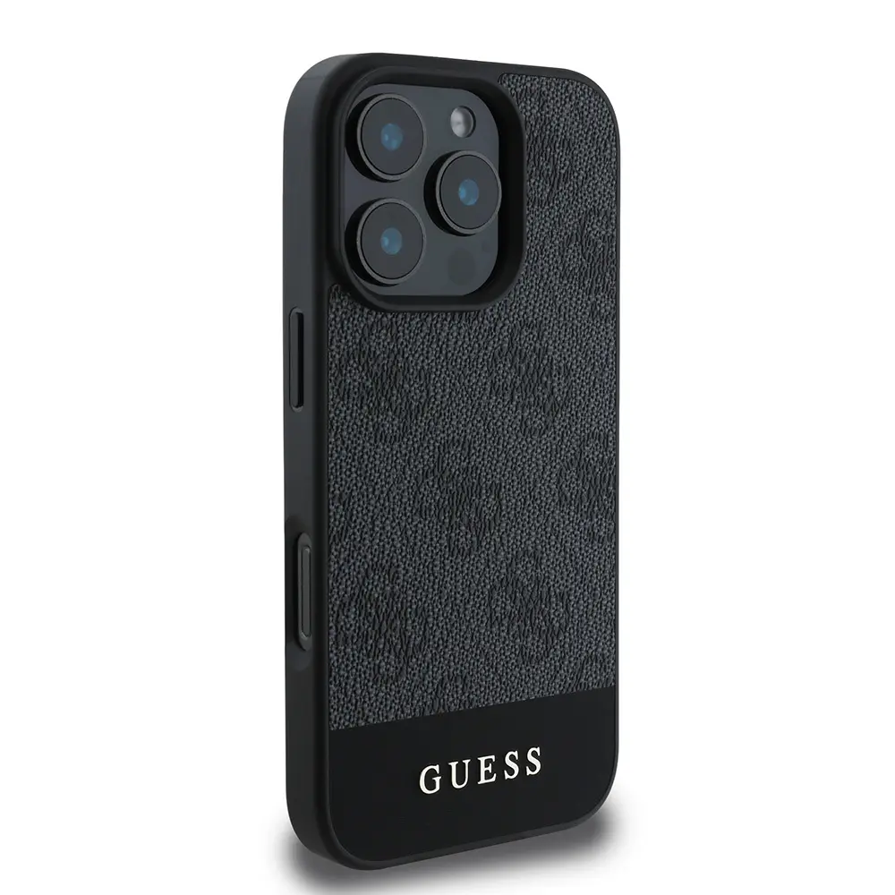 iPhone 16 Pro Max PU Deri Şerit Logo Kılıf - Guess
