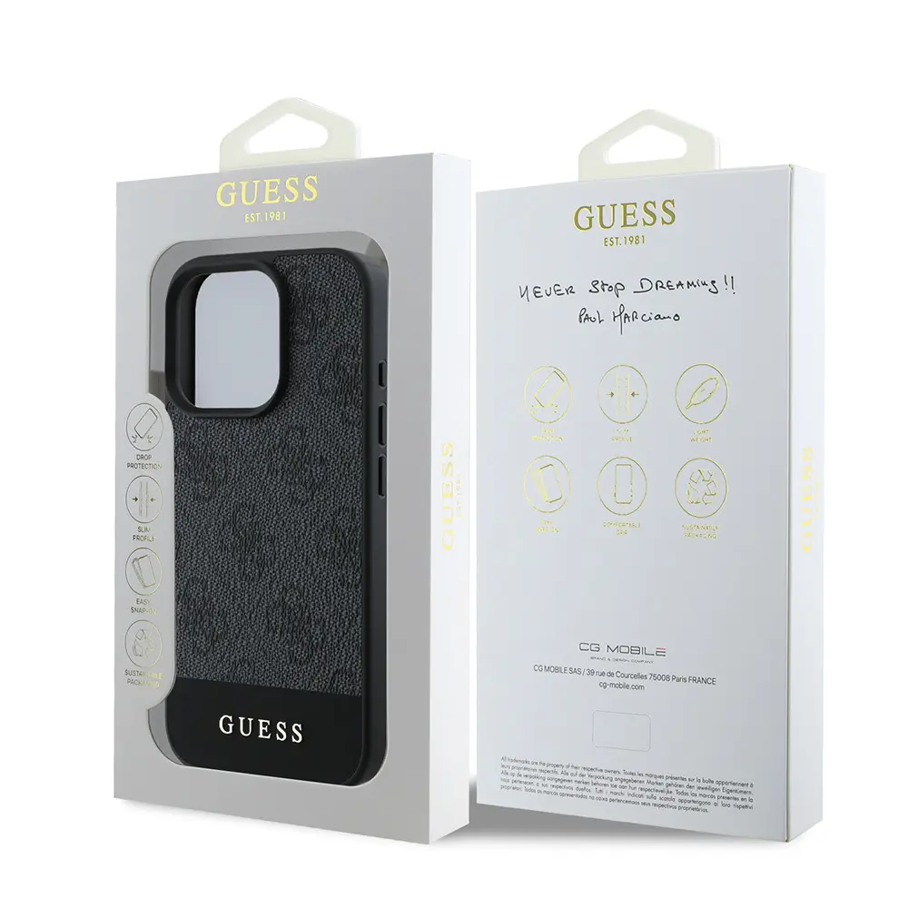 iPhone 16 Pro Max PU Deri Şerit Logo Kılıf - Guess
