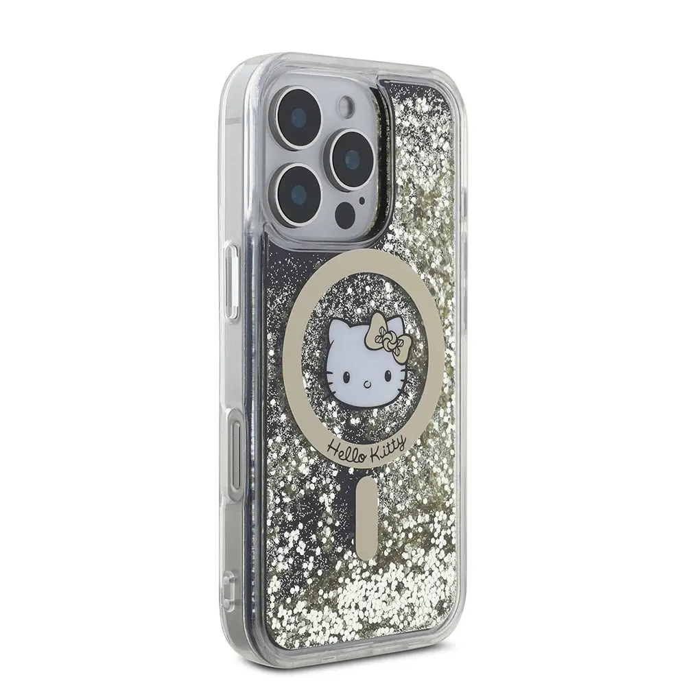 iPhone 16 Pro Max MagSafe Uyumlu Hello Kitty Lisanslı Kılıf - Altın Ateşi