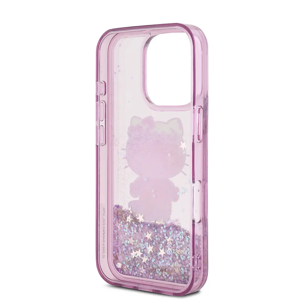 iPhone 16 Pro Max Uyumlu Sıvılı Simli Kılıf - Hello Kitty 50. Yıldönümü