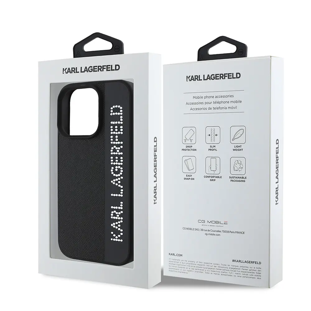 iPhone 16 Pro Max Taşlı Saffiano Kılıf - Karl Lagerfeld KL