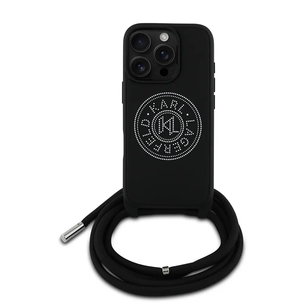 iPhone 16 Pro Max Askı İpli Taşlı Kılıf - Karl Lagerfeld Crossbody Cord