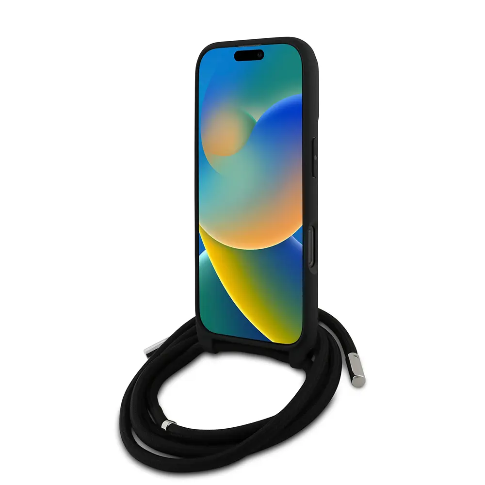 iPhone 16 Pro Max Askı İpli Taşlı Kılıf - Karl Lagerfeld Crossbody Cord