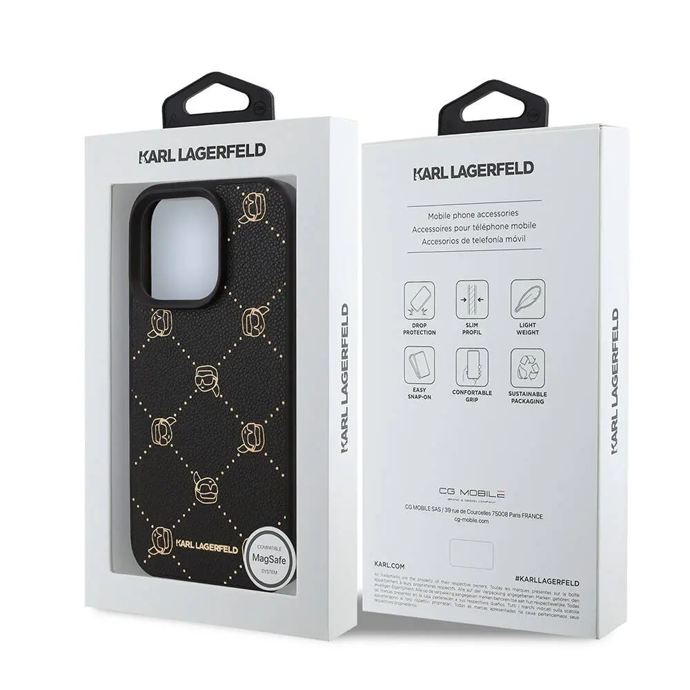 iPhone 16 Pro Max MagSafe Uyumlu PU Deri Kılıf - Karl Lagerfeld Karl Heads