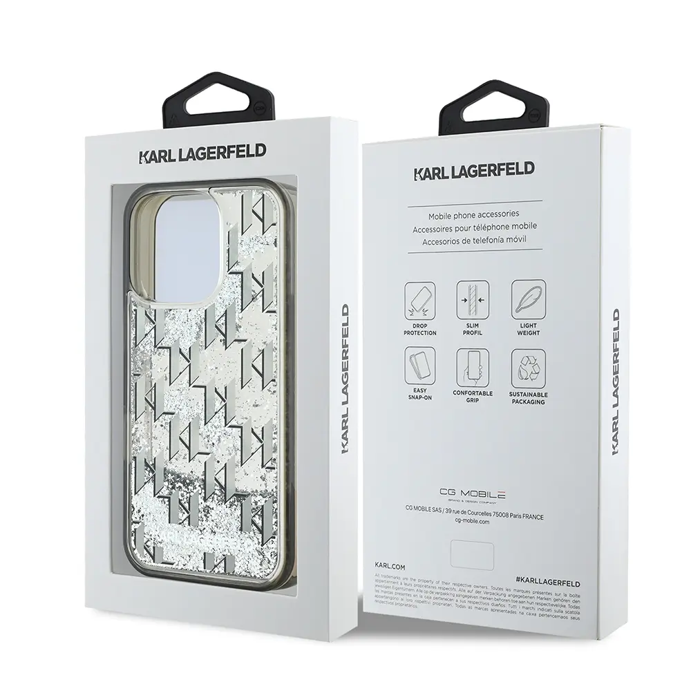 iPhone 16 Pro Max Simli KL Yazılı Monogram Gradient Kılıf - Karl Lagerfeld