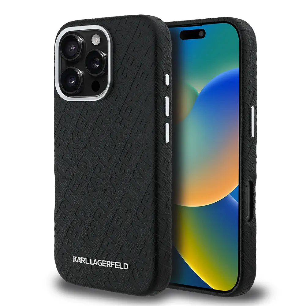 iPhone 16 Pro Max PU Deri Kılıf, Metal Logo Detaylı - Karl Lagerfeld