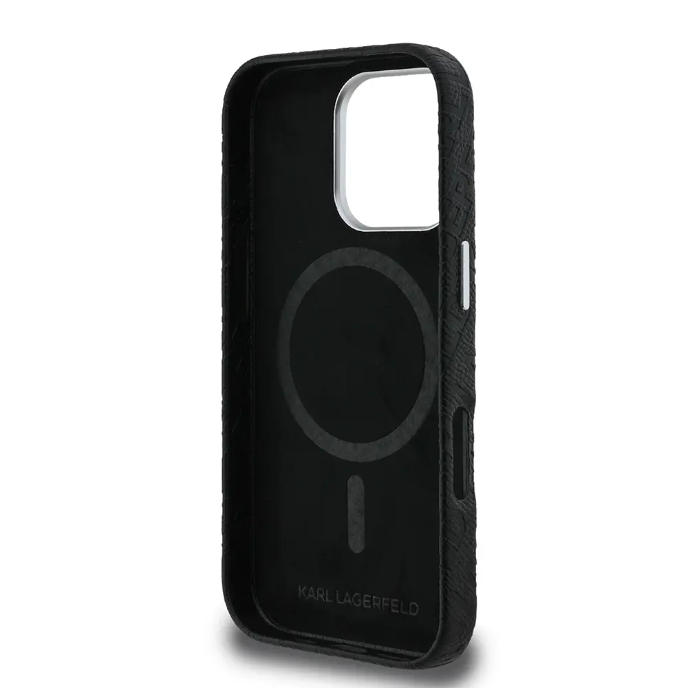 iPhone 16 Pro Max PU Deri Kılıf, Metal Logo Detaylı - Karl Lagerfeld