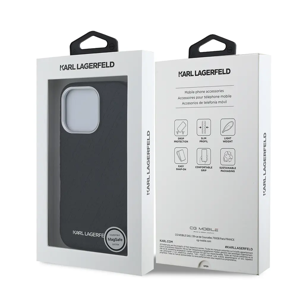 iPhone 16 Pro Max PU Deri Kılıf, Metal Logo Detaylı - Karl Lagerfeld