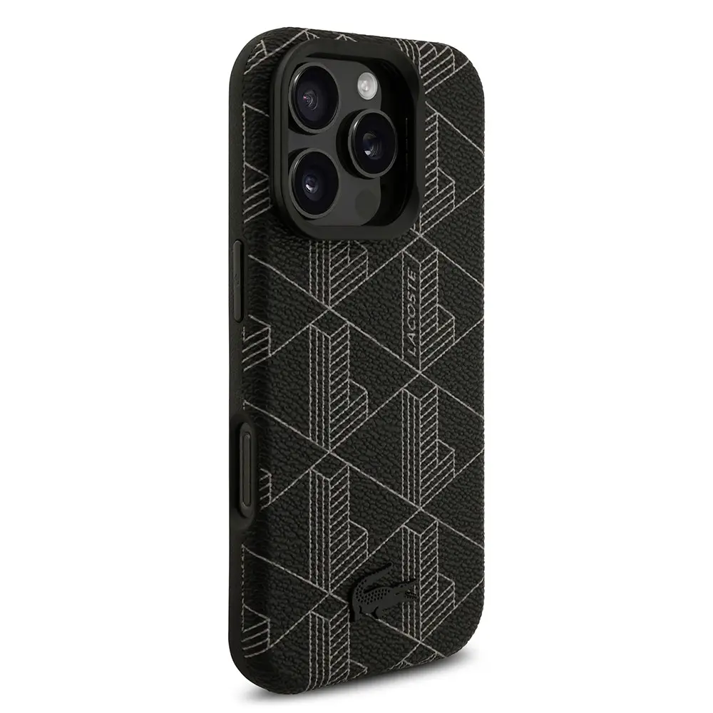 iPhone 16 Pro Max MagSafe Uyumlu Standlı PU Deri Kılıf - Lacoste Monogram