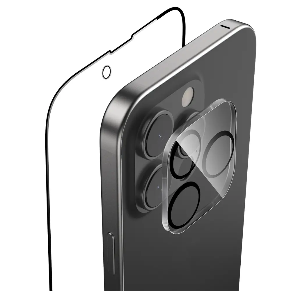 iPhone 16 Pro Max Temperli Ekran Koruyucu + Lens Koruyucu Set - Raptic 2in1