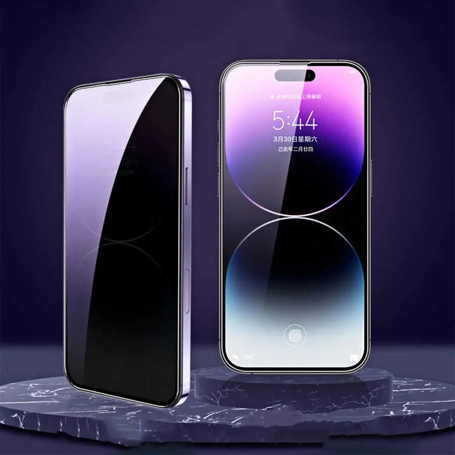 iPhone 16 Pro Max Gizlilik Cam Ekran Koruyucu - Zore Kor Privacy