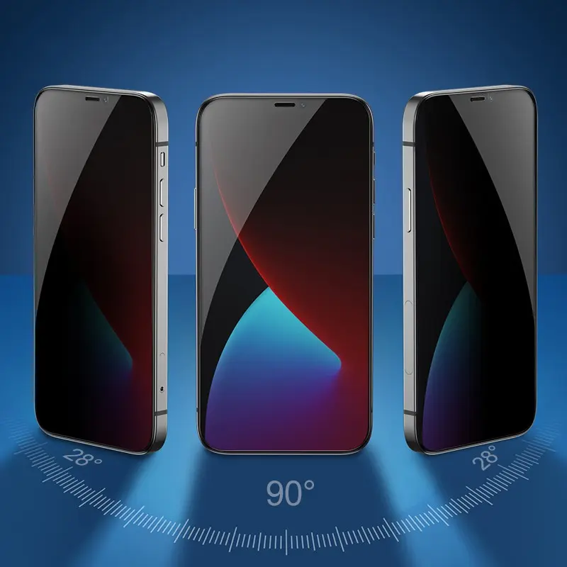 iPhone 16 Pro Hayalet Cam Ekran Koruyucu, Uygulama Aparatlı - Zore 5D Magic Privacy Glass