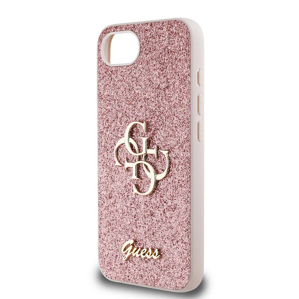 iPhone 16e Uyumlu Guess Lisanslı Glitter Kılıf, Büyük Metal Logo